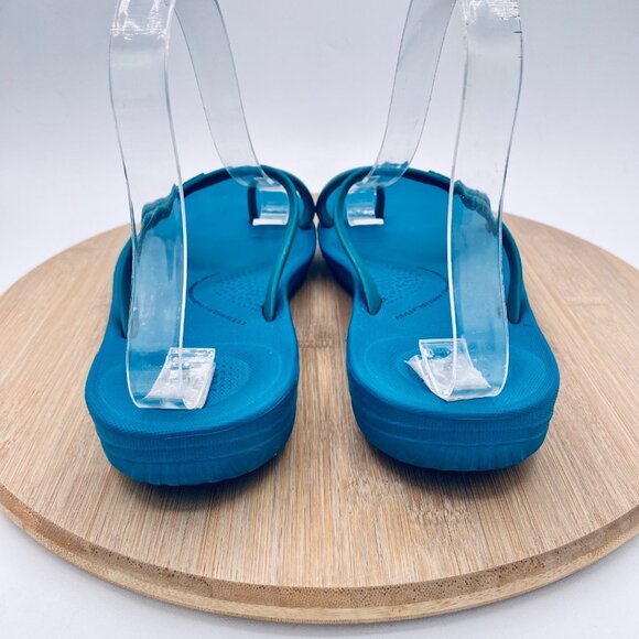FitFlop Shimma Sandals Womens 7 Blue Rubber Slip On Recovery Slides - Picture 7 of 11